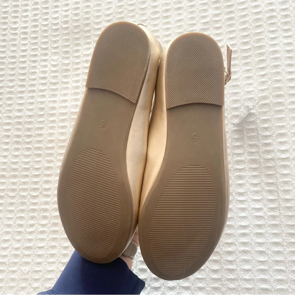 Girls size 5 gold ankle strap flats